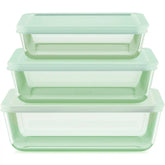 Pyrex® Simply Store® Tinted 6-piece Rectangle Storage Set with Plastic Lids, Green