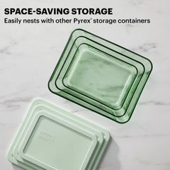 Pyrex® Simply Store® Tinted 6-piece Rectangle Storage Set with Plastic Lids, Green