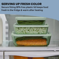 Pyrex® Simply Store® Tinted 6-cup Rectangle Storage with Green Plastic Lid