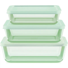 Pyrex® Simply Store® Tinted 6-piece Rectangle Storage Set with Plastic Lids, Green