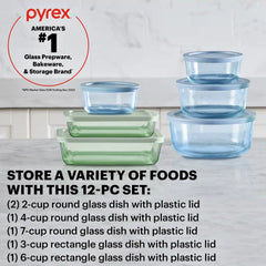 Pyrex® Simply Store® Tinted 12-piece Storage Set with Plastic Lids, Green and Blue